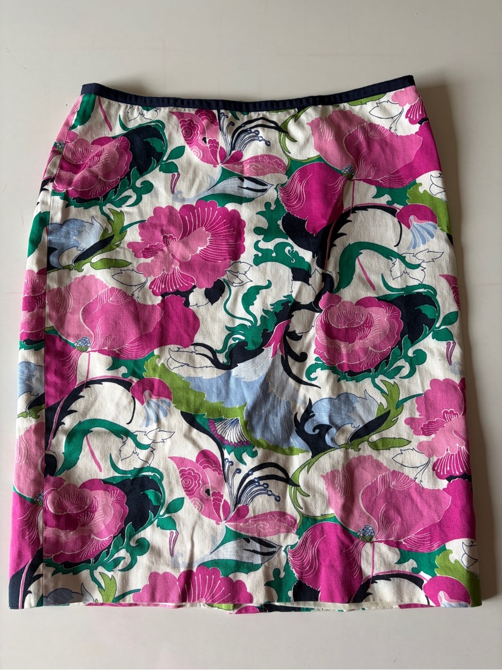 Talbots Colorful Tropical Floral Pencil Skirt Size 10 Lined Kick Pleat Cotton
